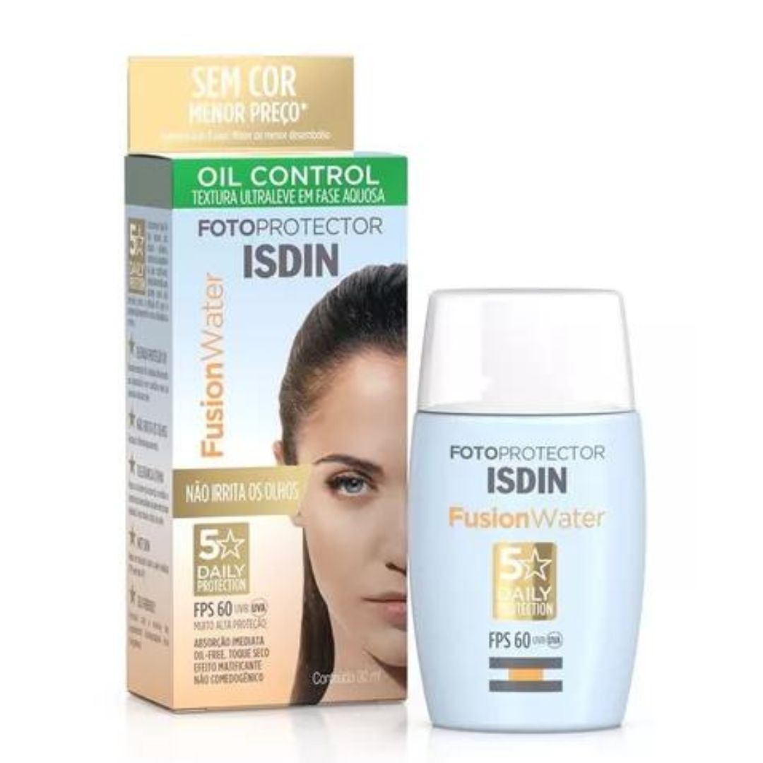 Fusion Water FPS60 Facial Oil Free Dry Touch Sunscreen Skin Care 30ml Isdin