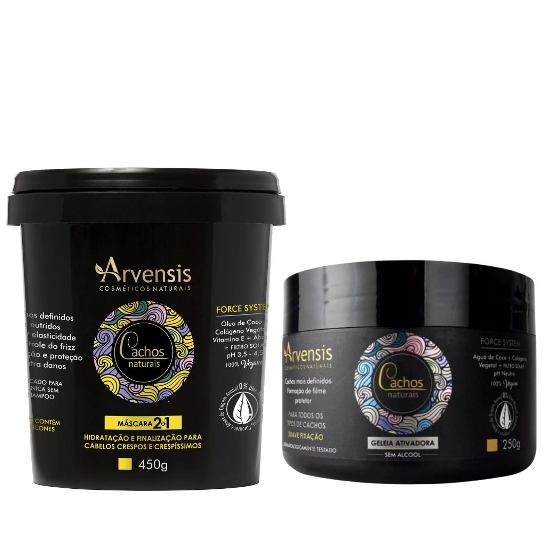 Cachos Naturais Masque 2 en 1 + Gelée Activateur Cheveux Bouclés Ondulés Kit Arvensis