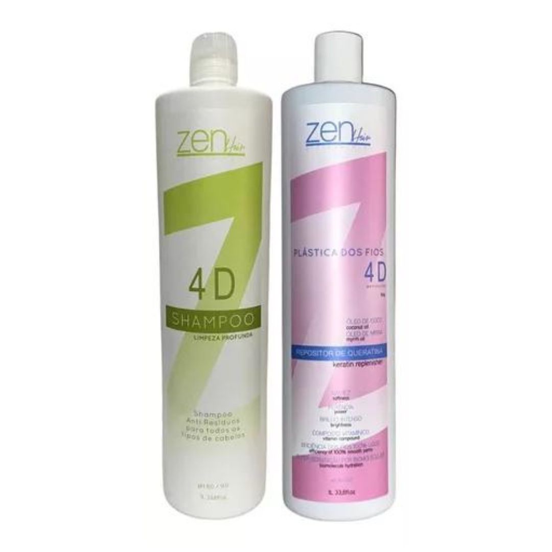 Kit de réduction de volume pour lisseur à brosse progressive tonifiante 4D 2x1L Zen Hair