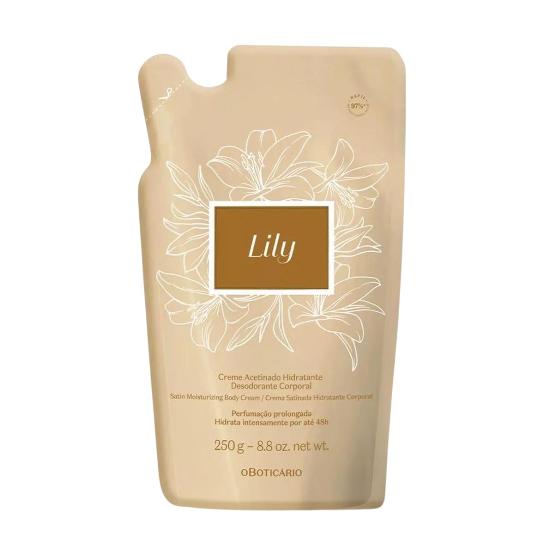 Déodorant Lily Crème hydratante Hydratation du corps Soin de la peau Recharge 250g O Boticário