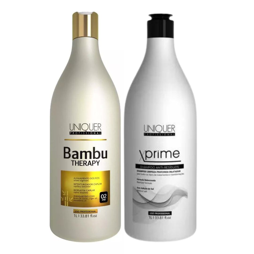 XPrime + Bamboo Progressive Brush Hair Straightening Reudcer Kit 2x 1L Uniquer