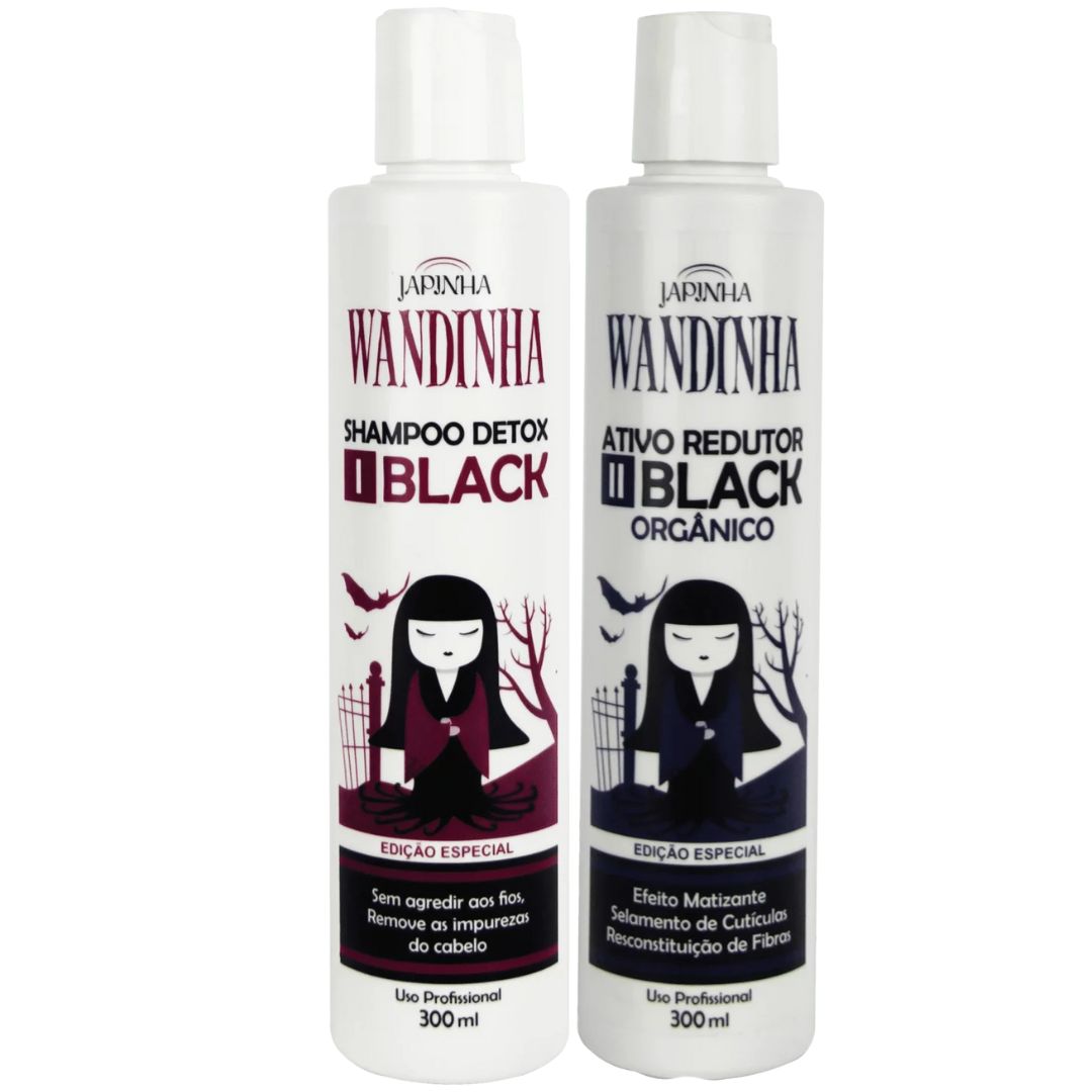 Wandinha Black Organic Reducer Active Hair Straightener Kit 2x 300ml Japinha