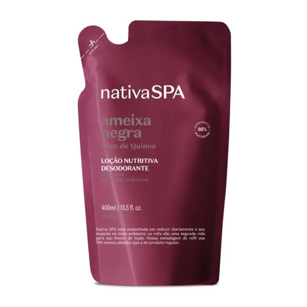 Lot de 2 recharges de crème hydratante pour le corps Nativa Spa Black Plum 400 ml O Boticário