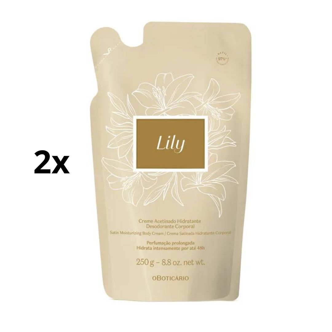 Lot de 2 recharges de crème hydratante pour le corps Lily Body Skin Care 250 ml O Boticário