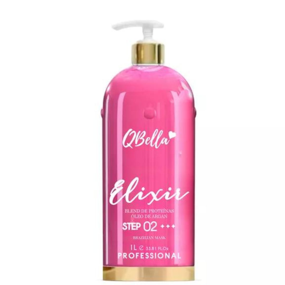 Elixir Brazilian Mask Progressive Brush Hair Straightener 1L Qbella