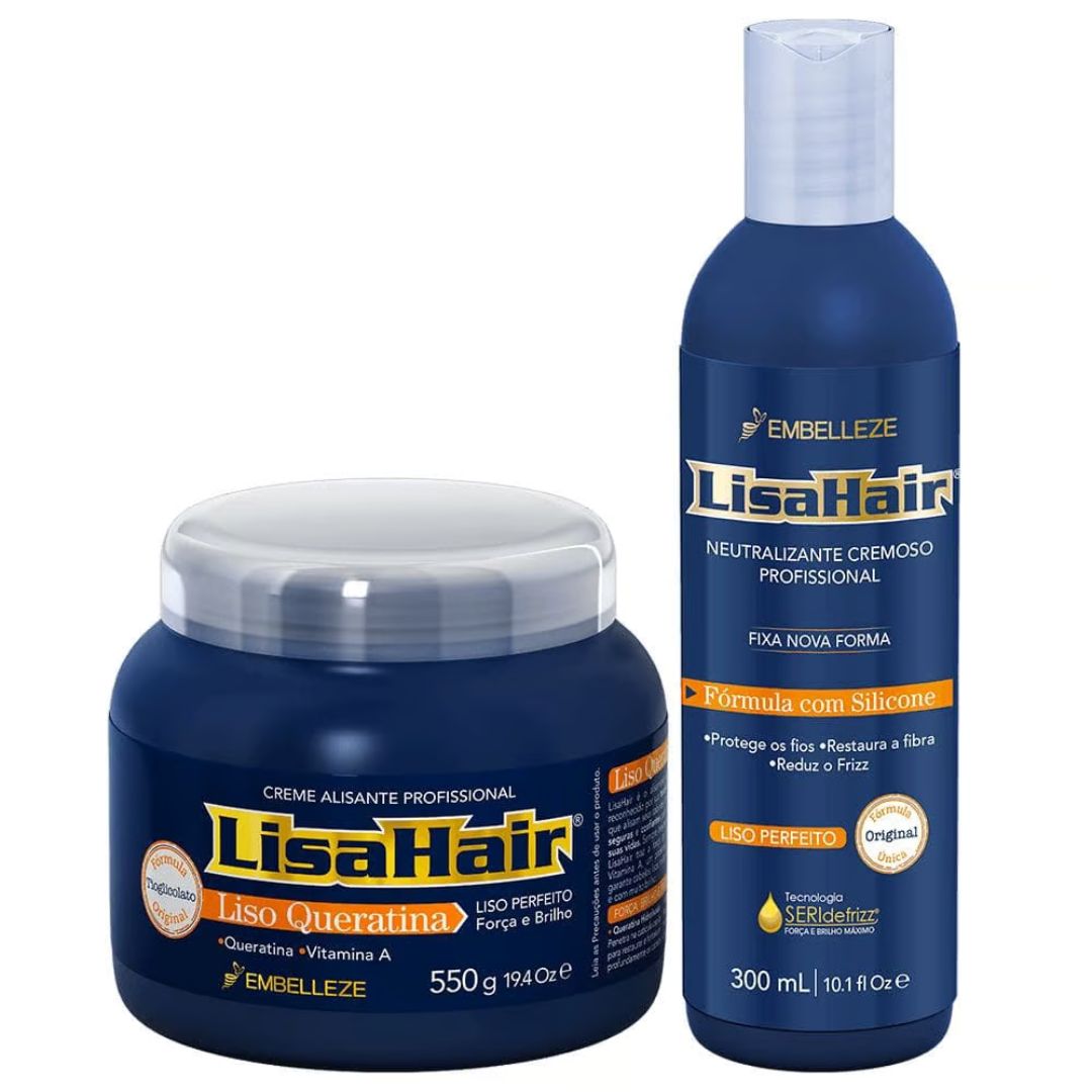 Crème lissante à la kératine Lisa Hair + kit neutralisant Embelleze