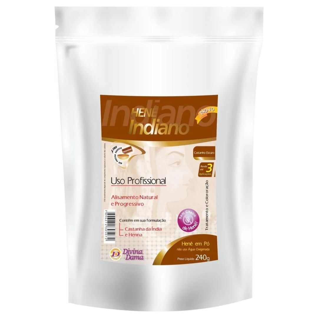 Kit de lisseur et crème sublimatrice pour cheveux brun foncé Indiano Hene Divina Dama