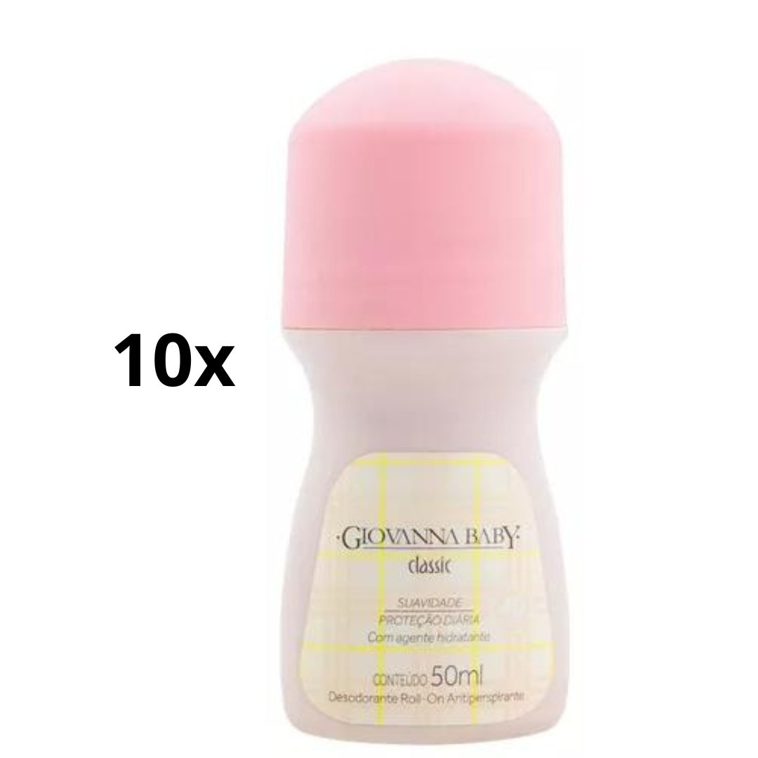 Lot de 10 Déodorants Anti-Transpirants Roll-On Classique 50ml Giovanna Baby