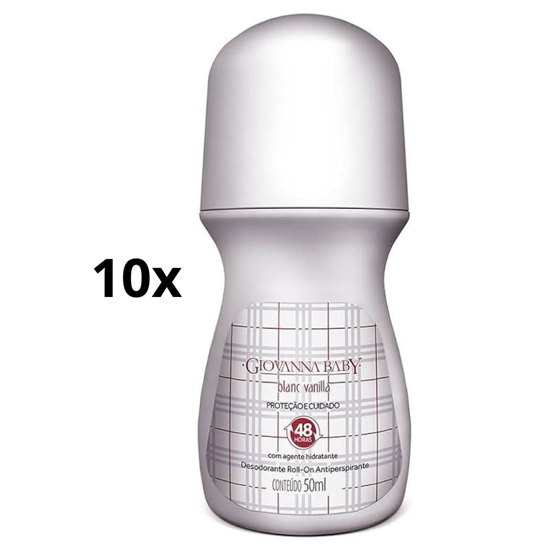 Lot de 10 Déodorants Roll-On Anti-Transpirants Vanille 50ml Giovanna Baby