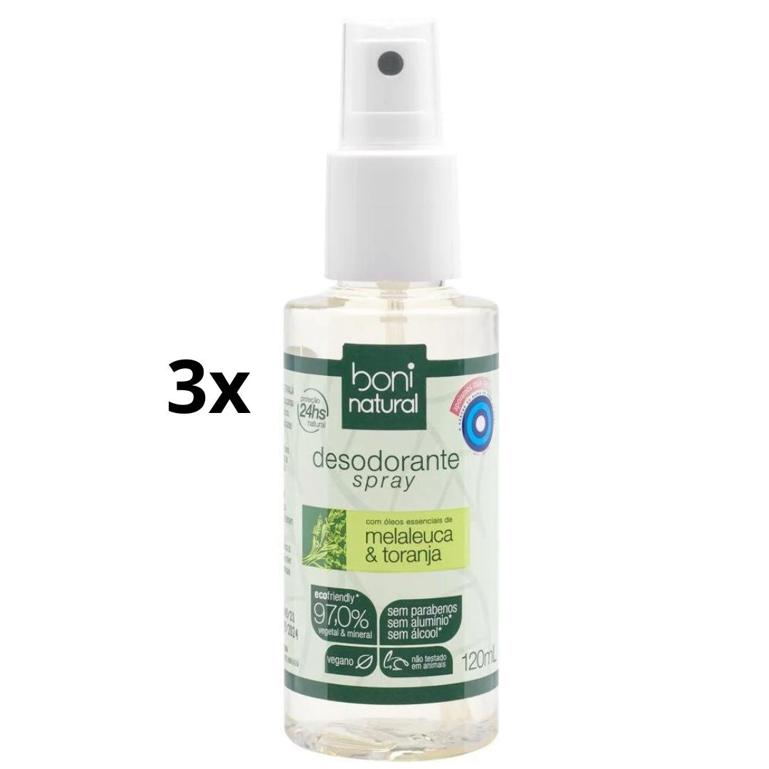 Lot de 3 Déodorants Vegan Spray Aloe Vera 120ml Boni Natural