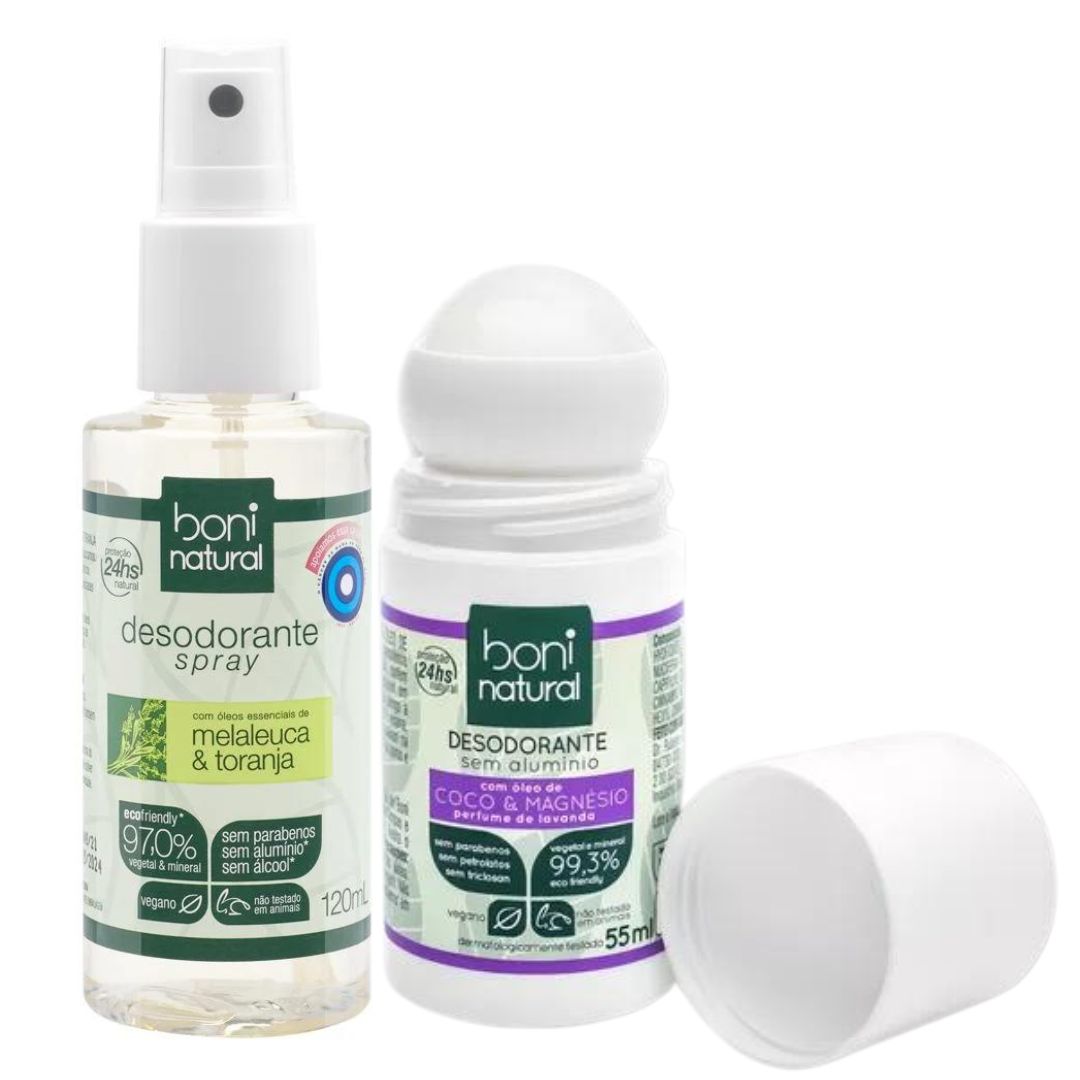 Vegan Deodorant Spray + Roll On Aluminium Free Kit Boni Natural