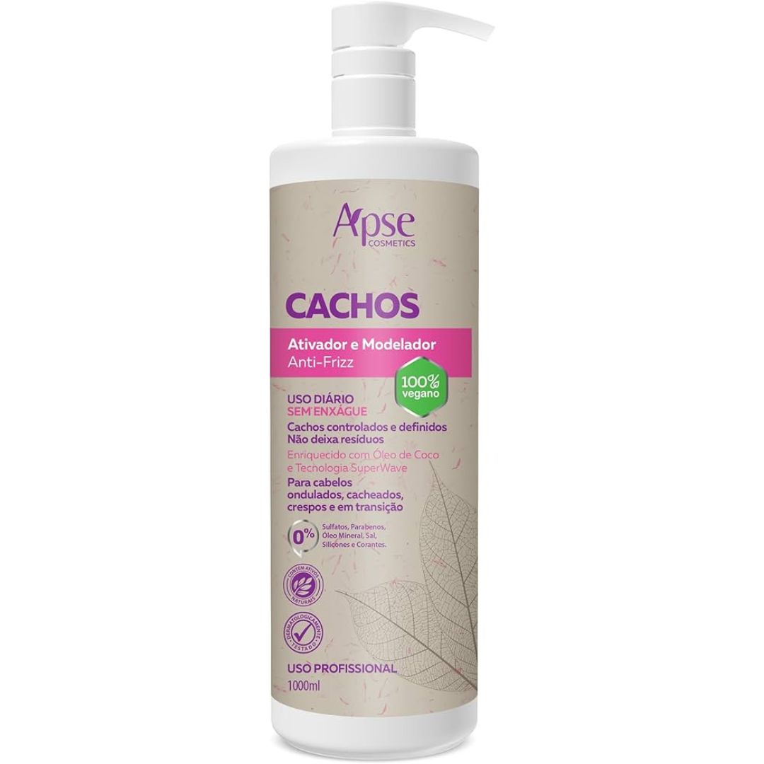 Cachos Crème Activatrice de Modelage Anti Frizz Cheveux Bouclés 1L Apse