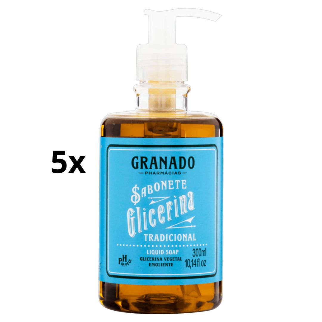 Lot of 5 Granado Traditional Glycerin Liquid Soap 300ml Skin Care Body Bath