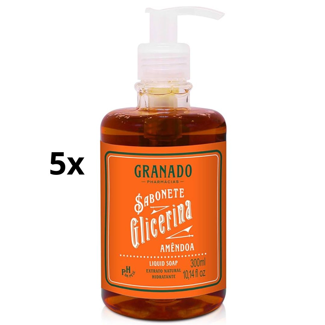 Lot of 5 Granado Glycerin Almond Liquid Soap 300ml Skin Care Body Care Bath