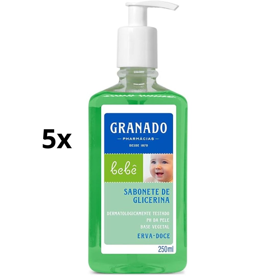 Lot of 5 Granado Glicerin Liquid Baby Soap Erva Doce Anise  250ml Bath