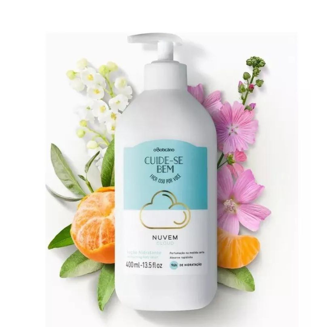 Nuvem Cloud Déodorant corporel Lotion hydratante Soins de la peau 400 ml O Boticário