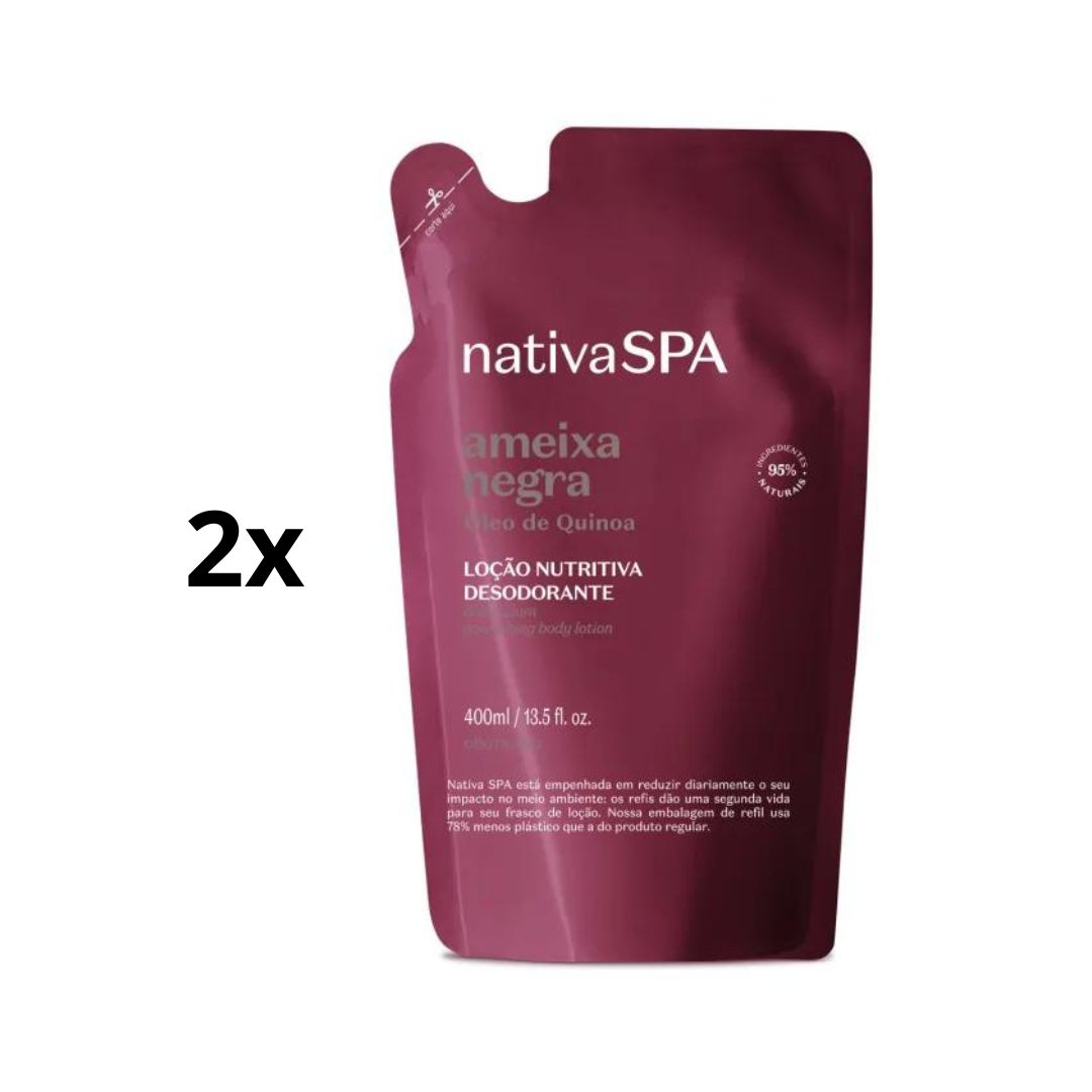 Lot of 2 Nativa Spa Black Plum Body Moisturizer Cream Refill 400ml O Boticário