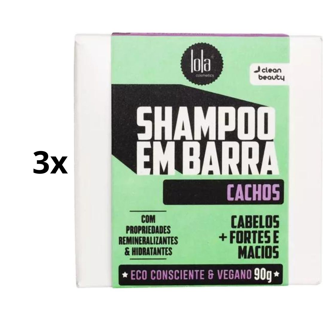 Lot de 3 Shampoing Solide Vegan Curls Cachos Cheveux Bouclés 90g Lola Cosmetics