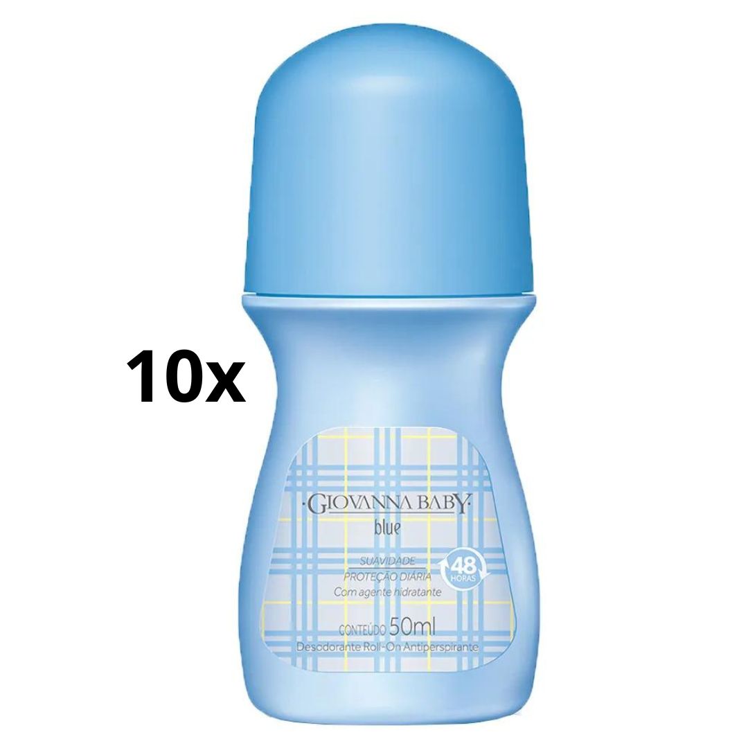 Lot of 10 Blue Antiperspirant  Roll-On Deodorant 50ml Giovanna Baby