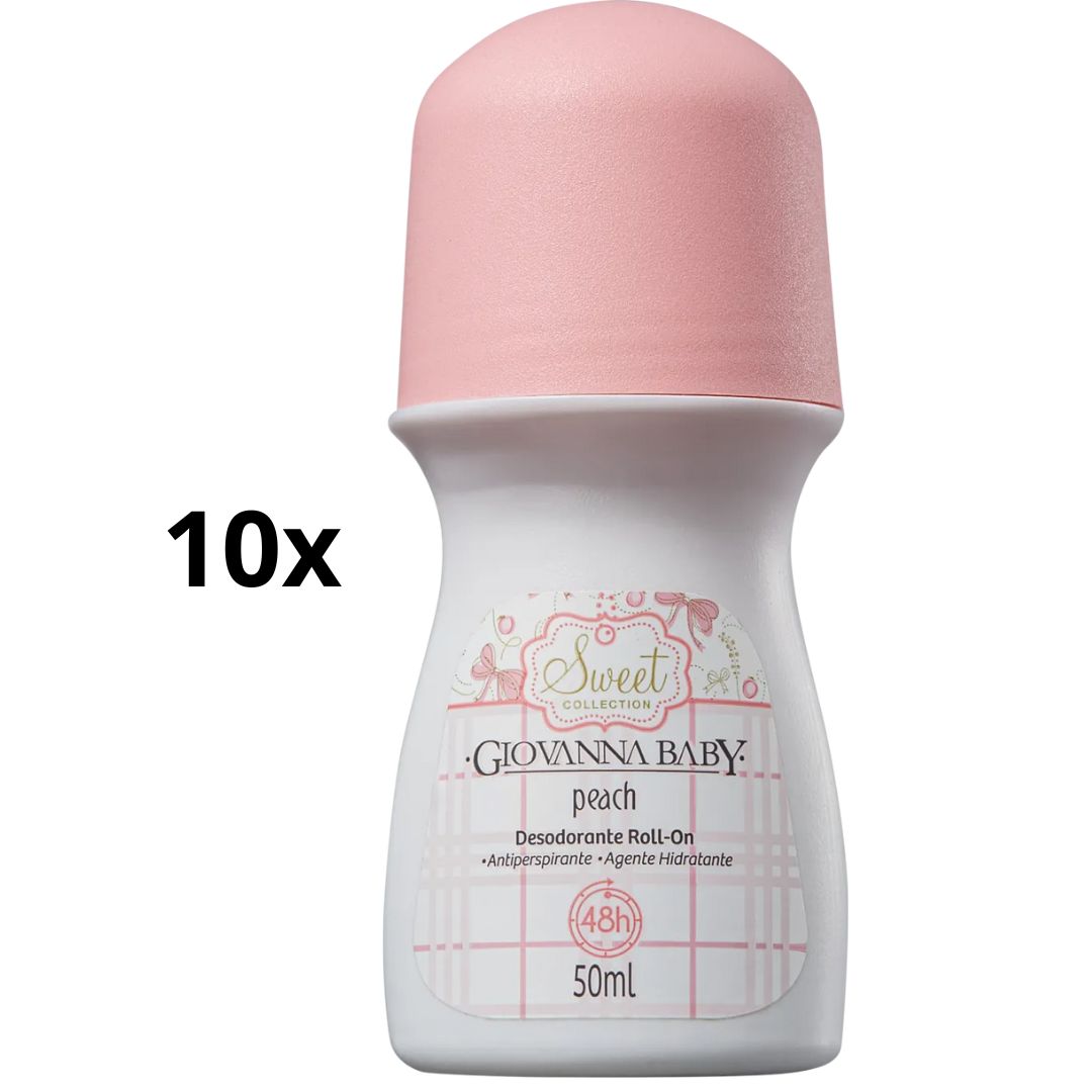 Lot de 10 Déodorants Roll-On Anti-Transpirant Pêche 50ml Giovanna Baby