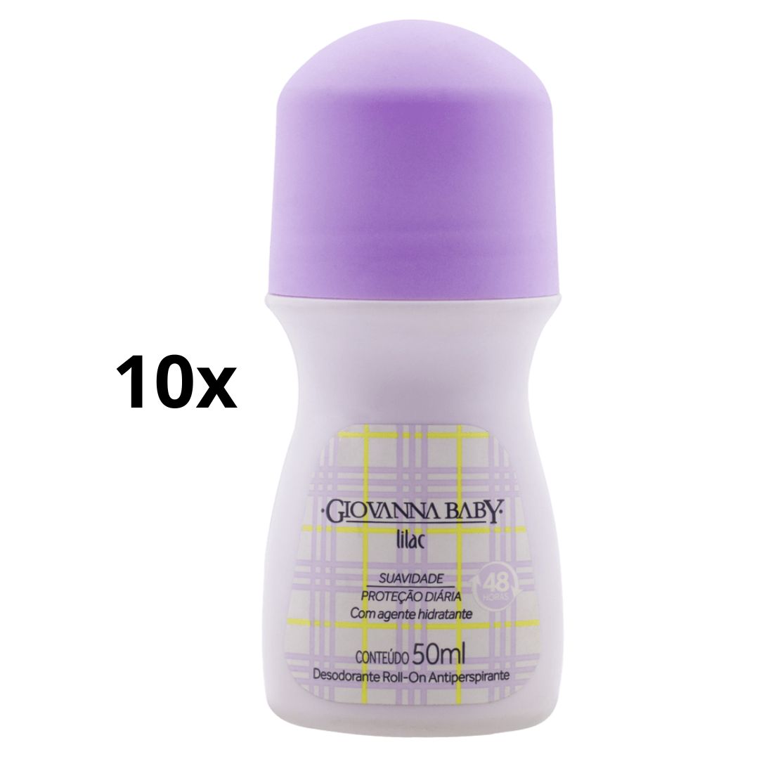 Lot of 10 Lilac Antiperspirant Roll-On Deodorant 50ml Giovanna Baby