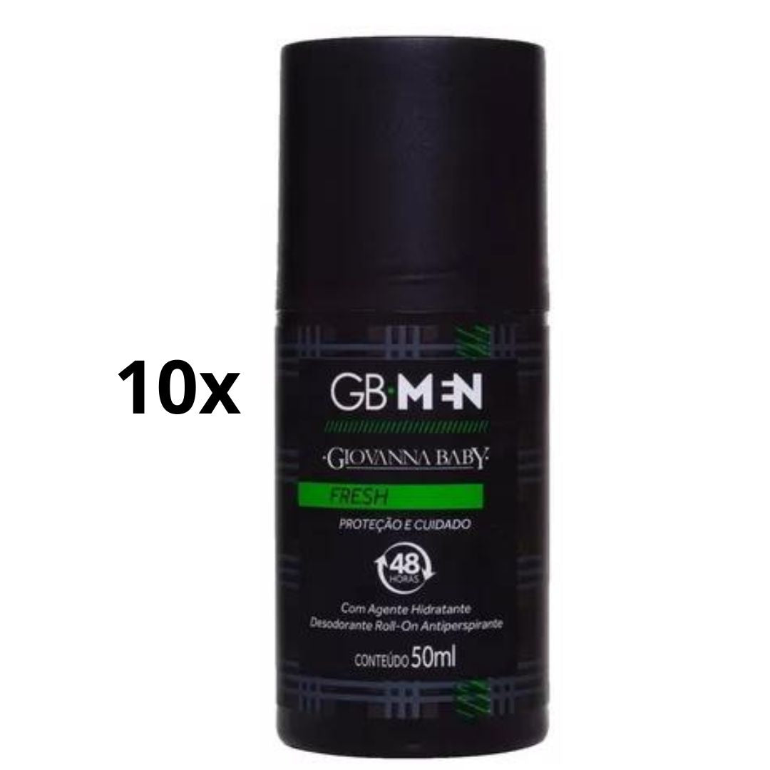 Lot de 10 Déodorants Anti-Transpirants Fresh Men Roll-On 50ml Giovanna Baby