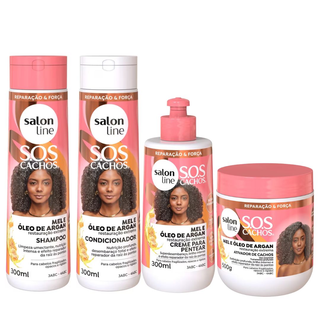 Salon Line SOS Honey Curls Intense Curly Wavy Treatment Kit 4 Prod.