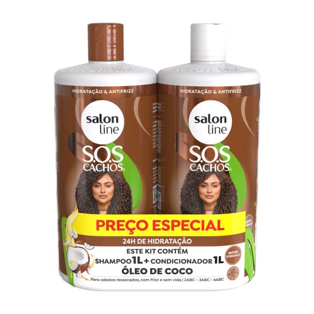 Salon Line SOS Curls Coconut Curly Wavy Kit de traitement hydratant en profondeur 2x1l