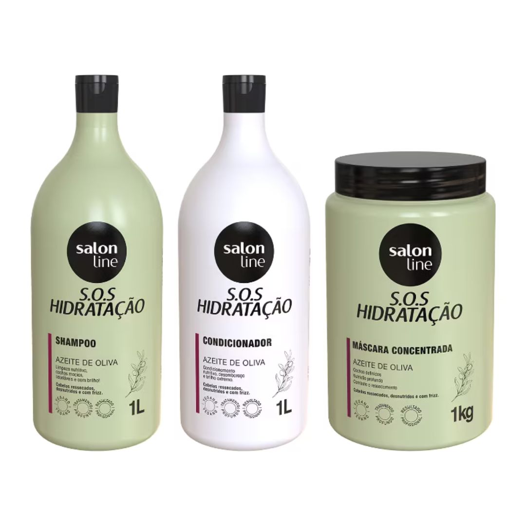 Salon Line SOS Ultra Curls Hydratation Vegan D-Panthénol Traitement à l'huile d'olive 3x1