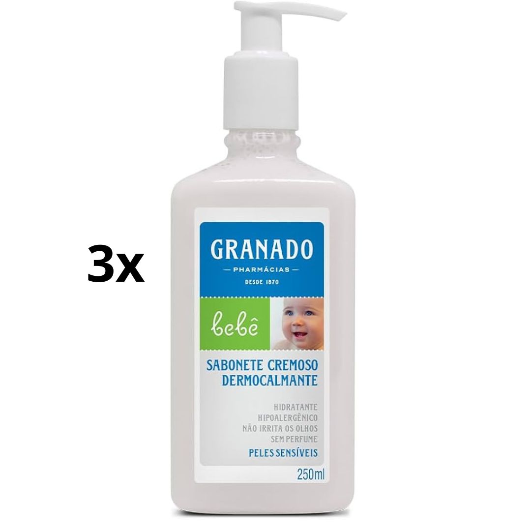 Lot of 3 Granado Neutral Baby Bath Care Creamy Liquid Soap 250ml