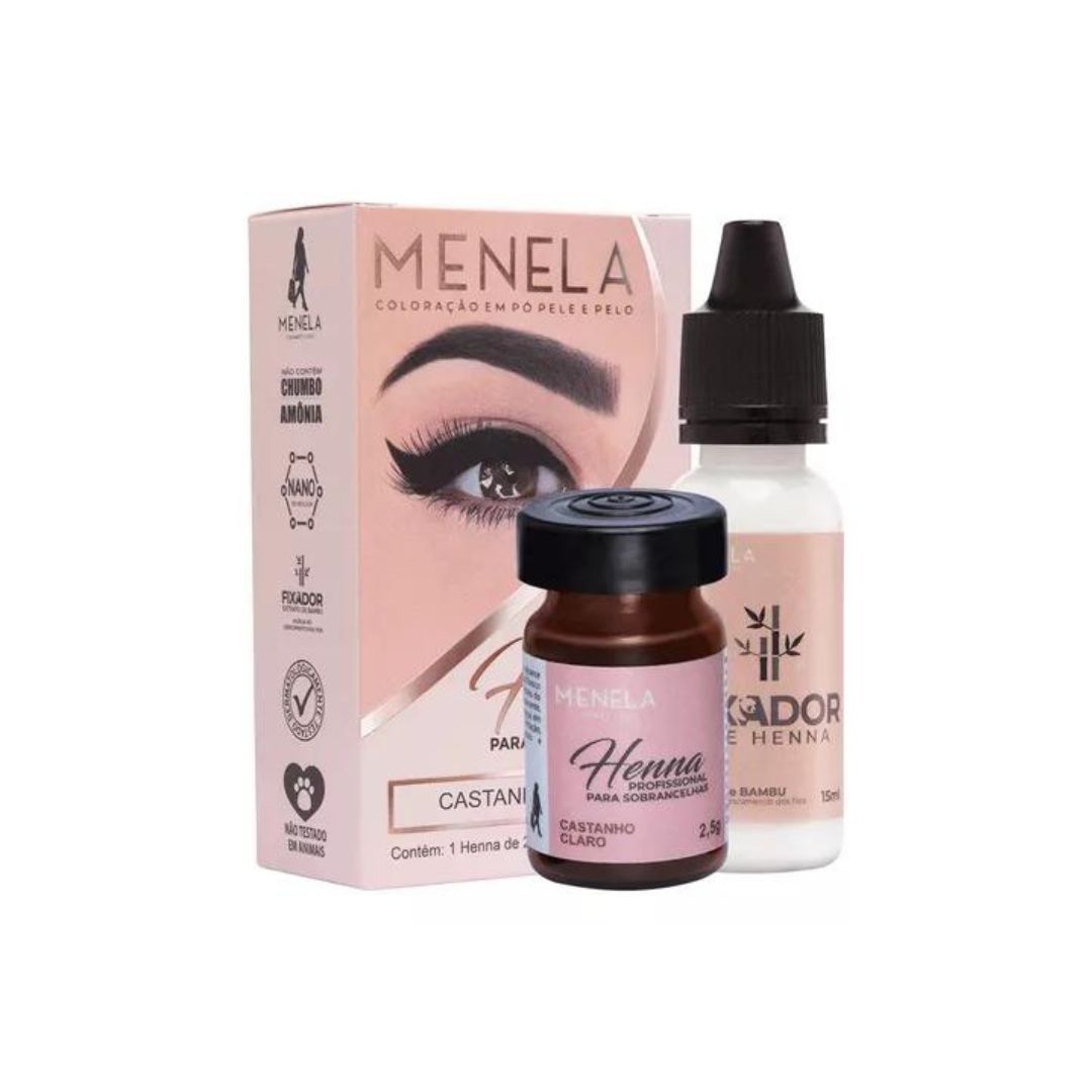 Kit d'encre imperméable au henné brésilien pour sourcils, châtain clair, 2,5 g, Menela