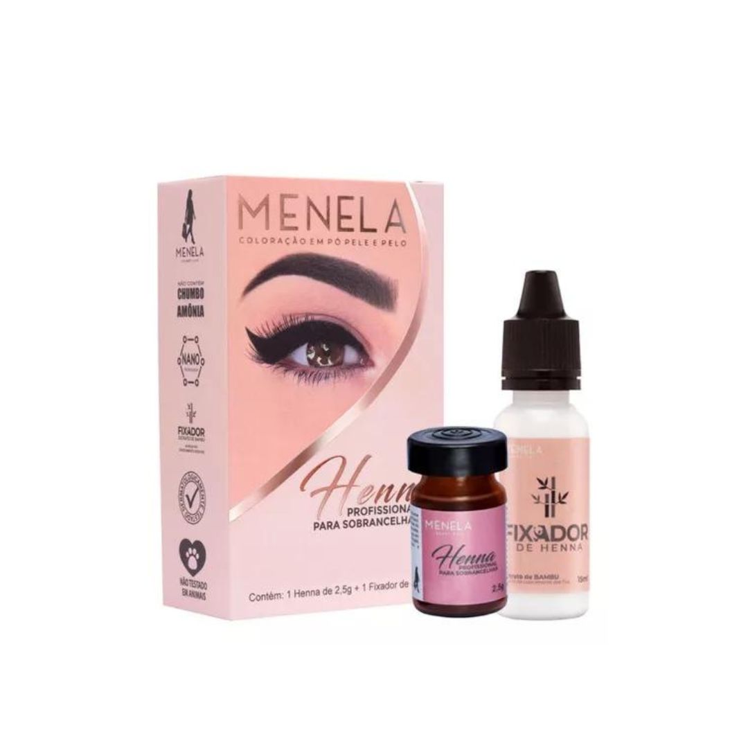 Kit d'encre imperméable au henné brésilien pour sourcils brun foncé 2,5 g Menela