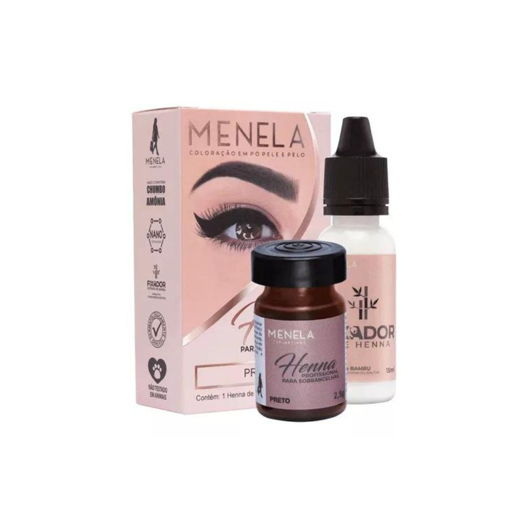 Kit d'encre noire imperméable au henné brésilien pour sourcils 2,5 g Menela