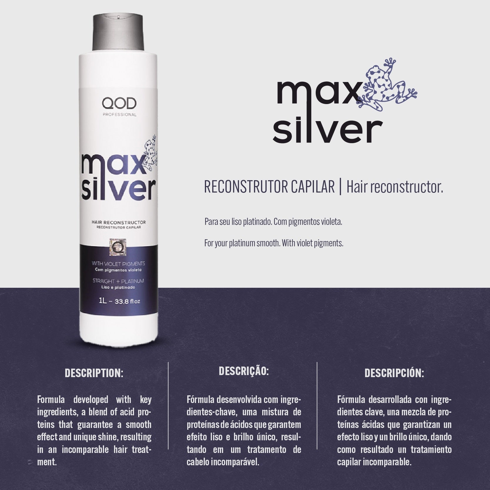 QOD Max Silver Kératine Lissant Reconstructeur Lissant 1000ML - QOD