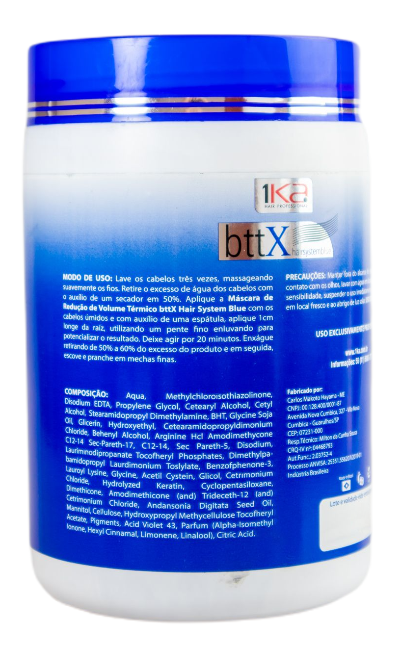 1Ka Brazilian Hair Treatment Bttx Volume Reduction Mask Hair System Blue 1Kg - 1Ka