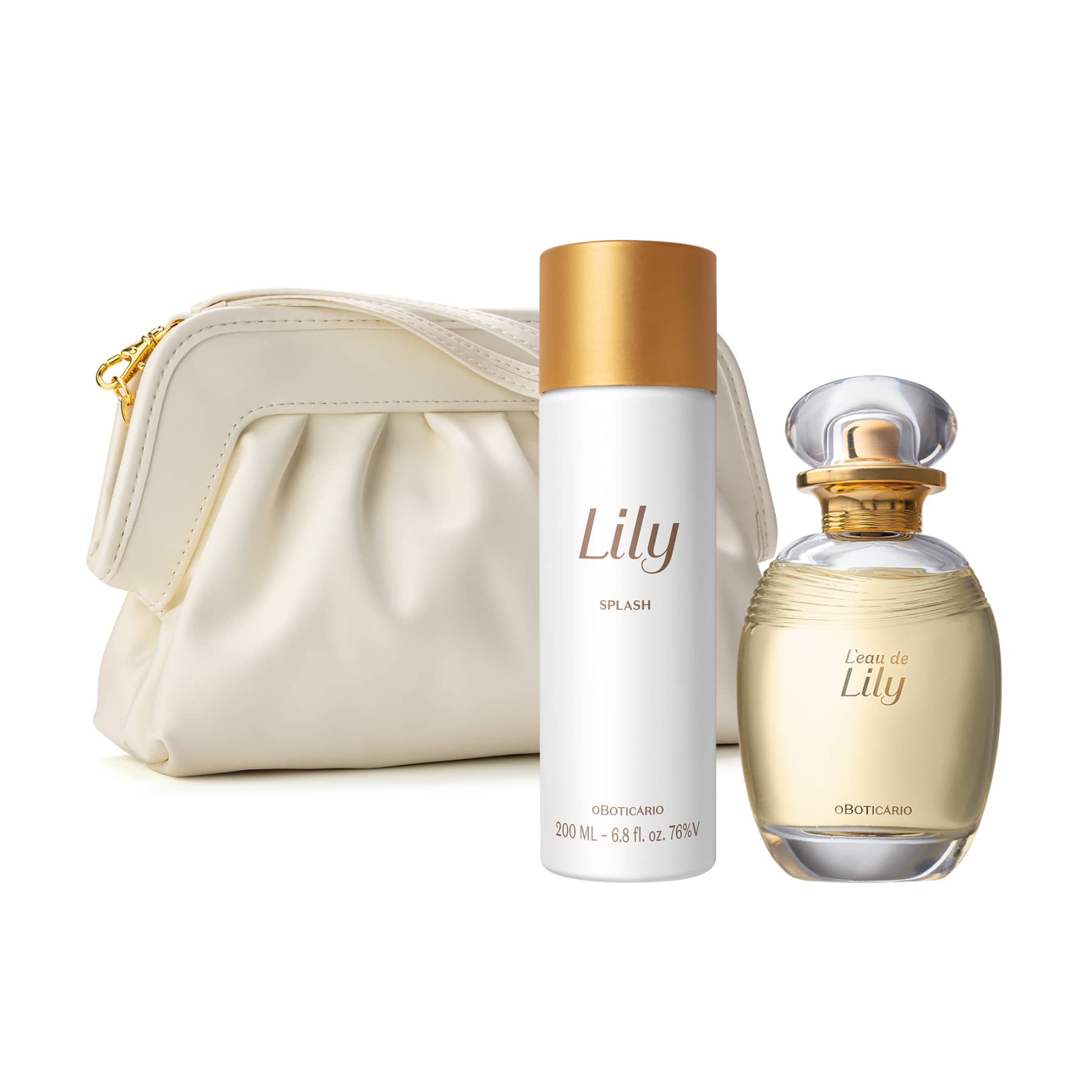 Kit Lily: Deodorant Cologne 75ml + Body Splash Deodorant Cologne 200ml + Nécessaire