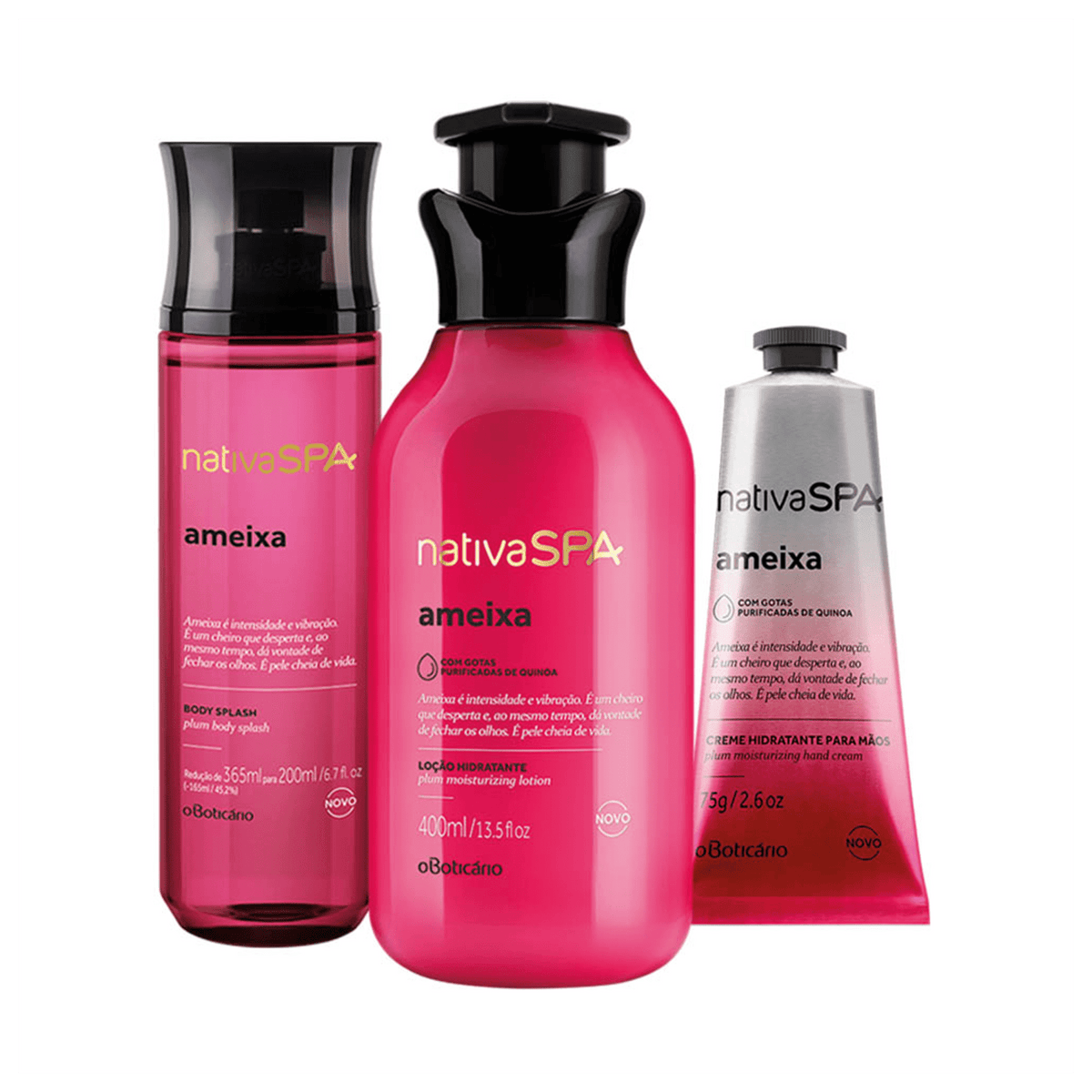 Kit Native Spa Plum: Body Splash Deodorant Cologne + Moisturizing Deod