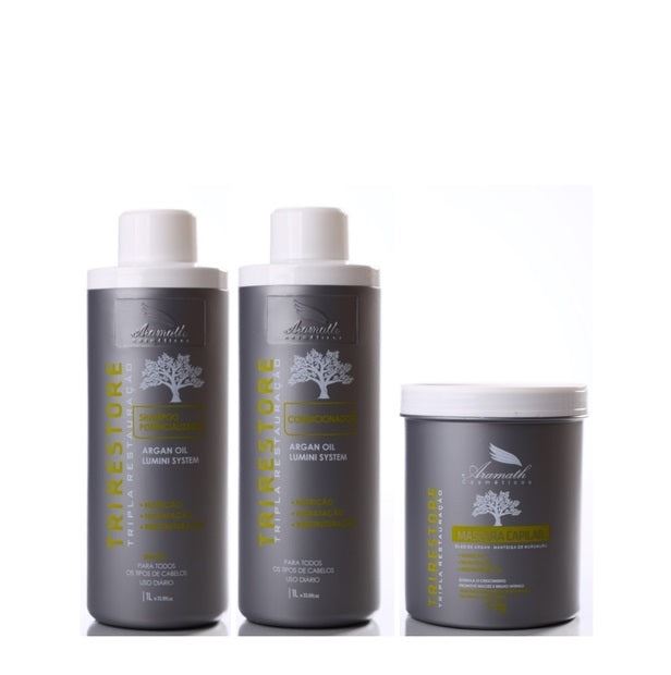 Tri Restore Argan Lumini Blond Grey Hair Restore Kit Hydratant 3x1 - Aramath