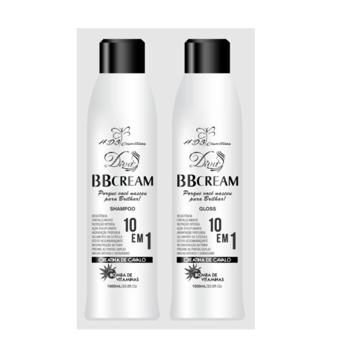 BB Cream Progressive Brush 10 in 1 Horse Creatine Hair Kit 2x1L - HDS Cosmetics