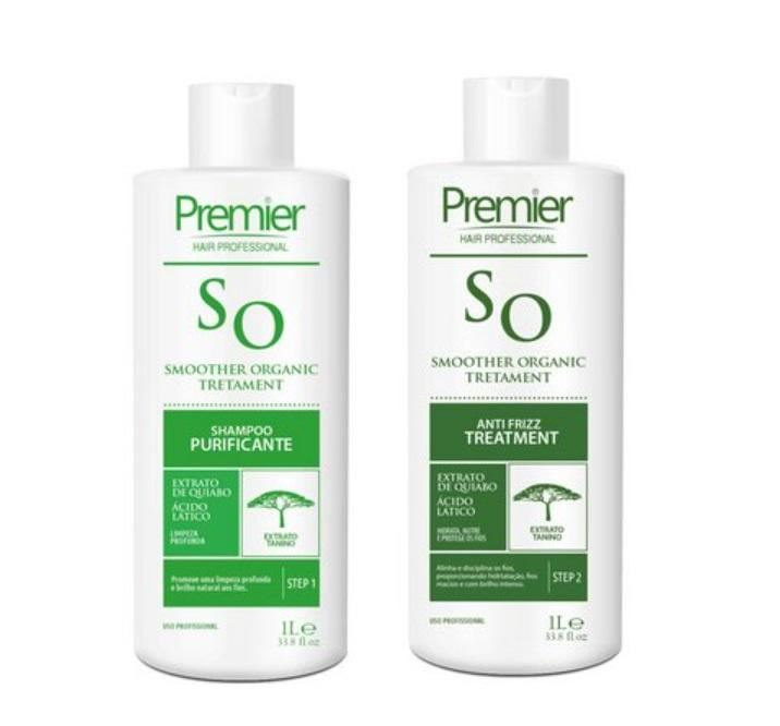 Kit de traitement à l'acide lactique de gombo anti-frisottis bio Smoother 2x1L - Premier Hair