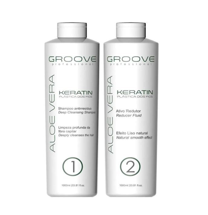 Professional Aloe Vera Keratin Hair Plastic Natural Smooth Kit 2x1000ml - Groove