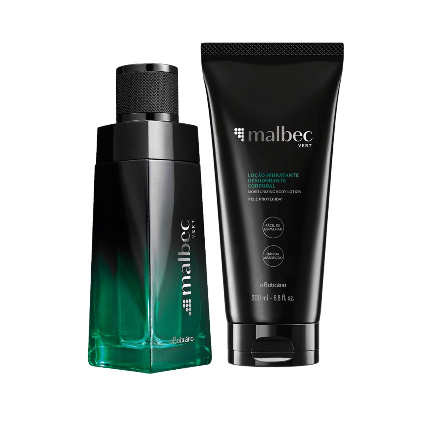 Kit Malbec Vert: Deodorant Cologne, 100ml + Body Moisturizing Lotion, 200ml - o Boticario