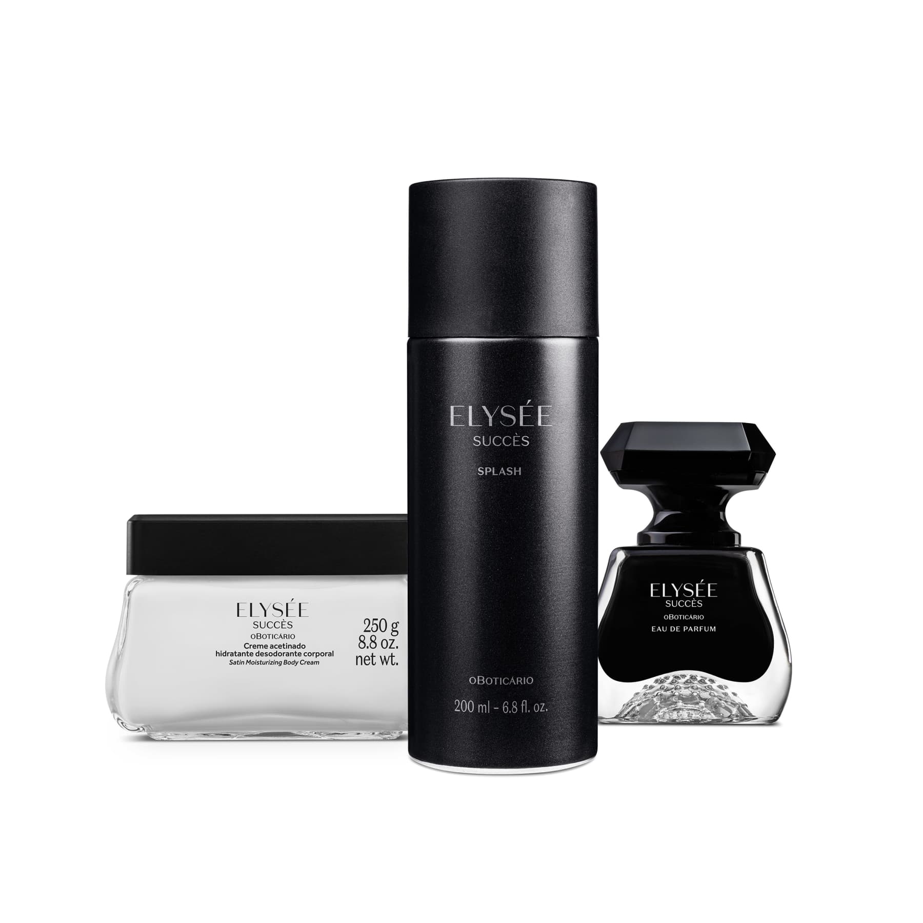 Kit Elysée Succès: Eau De Parfum 50ml + 250g Satin Cream + Splash 200ml - o Boticario