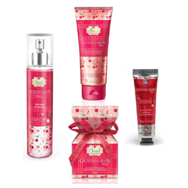 Giovanna Baby Cherry Kit Bath Soap Body Splash Moisturizing Lotion Hand Cream