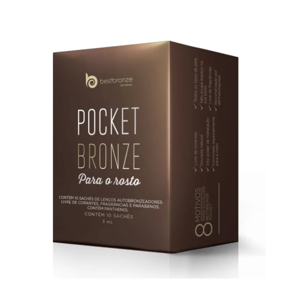 Sachets de mouchoirs humides pour poche de poudre bronzante pour le visage Best Bronze Self de Brazil, 10 unités