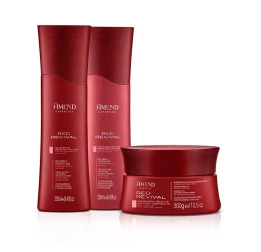 Amend Brazilian Keratin Treatment Red Revival Nutri-Protective Polysaccharides Pomegranate Kit 3 Prod. - Amend