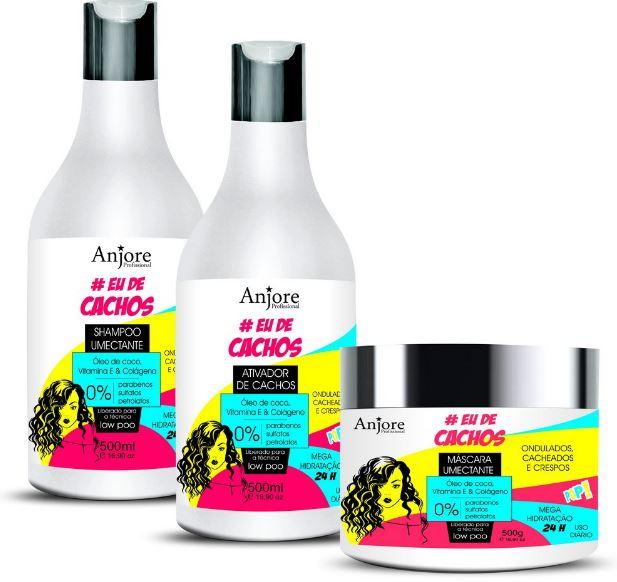 Anjore Home Care Coconut Collagen Vit. E Keratin #EuDeCachos Wahy Curly Hair Kit 3x500 - Anjore