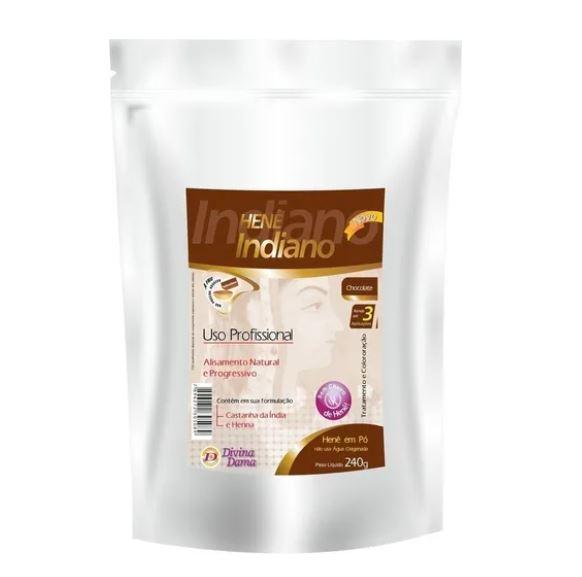 Divina Dama Brazilian Keratin Treatment Henê Powder Chocolate Straightening Smoothing Dyeing Henna 240g - Divina Dama