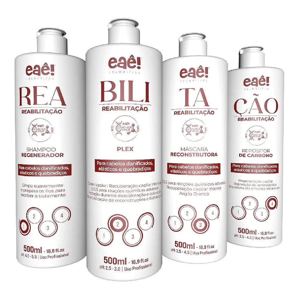 Eaê Cosmetics Hair Treatment Eaê Cosmetics Reabilitação Reconstruction Kit 4x 500ml / 4x 16.9 fl oz