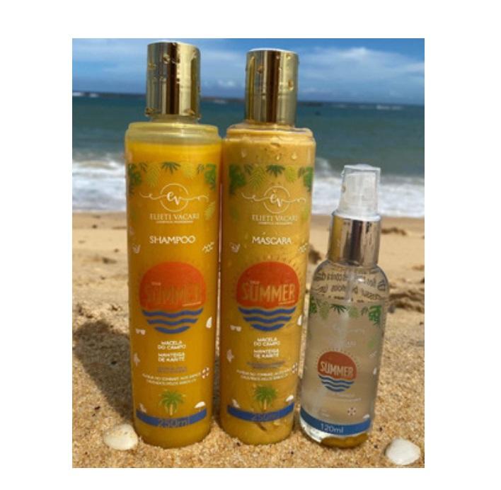 Elieti Vacari Brazilian Keratin Treatment Gold Summer Protection Shea Butter Anti Damaged Hair Kit 3 Itens - Elieti Vacari